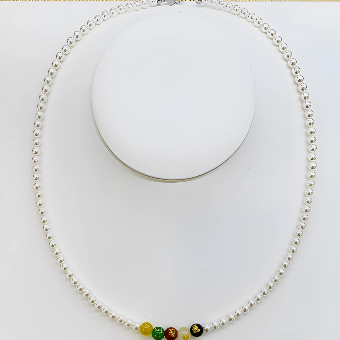 钛钢项链 Crys珍珠五路通珍珠项链女爆款