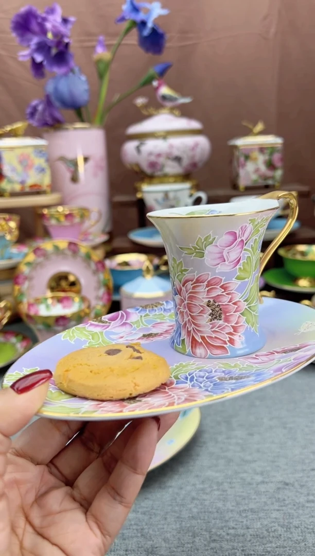 【闪购商品】九谷烧牡丹咖啡杯碟礼盒装