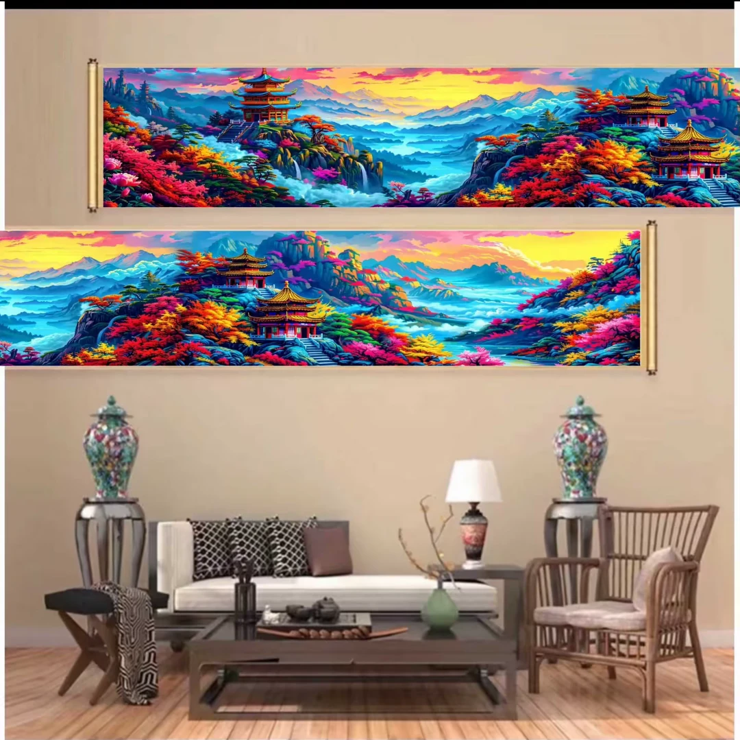 【4500】一半春休 大格550x90 满绣无勾边十字绣套件