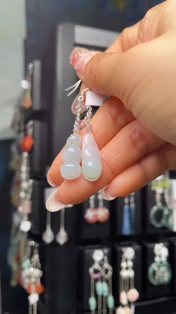 银S925镶嵌耳饰紫晶写* 写月