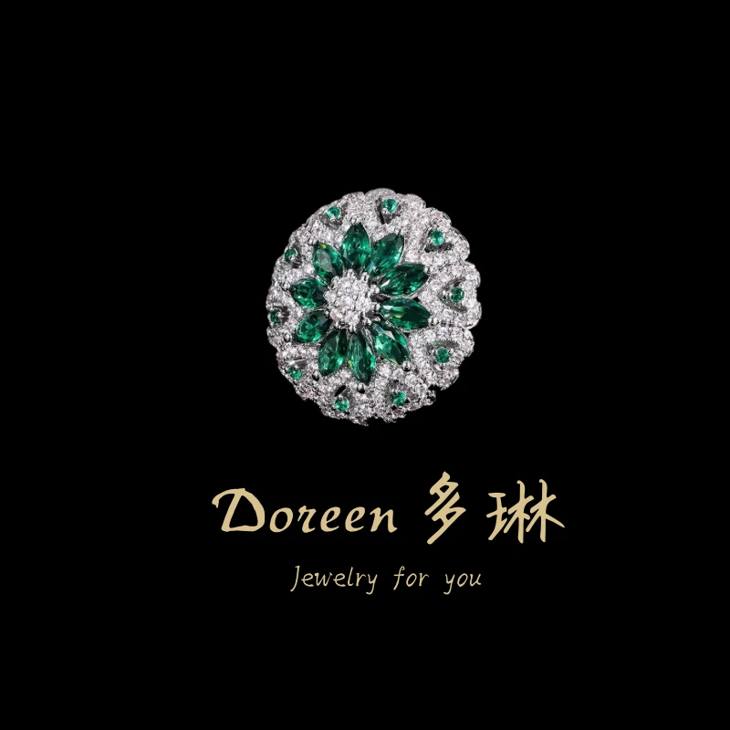 铜合金戒指 绿色花朵戒指HM8277