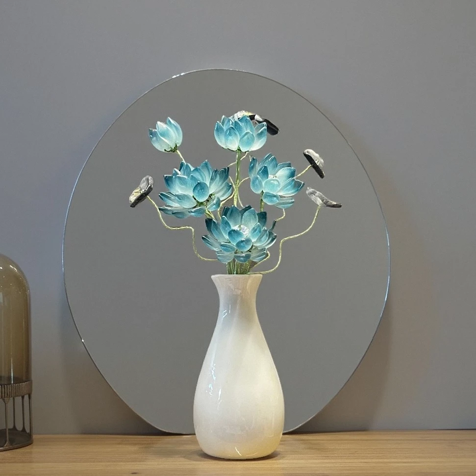 【成品】【水晶琉璃荷花】简约摆设点缀禅意书房家用中式玄关卧室