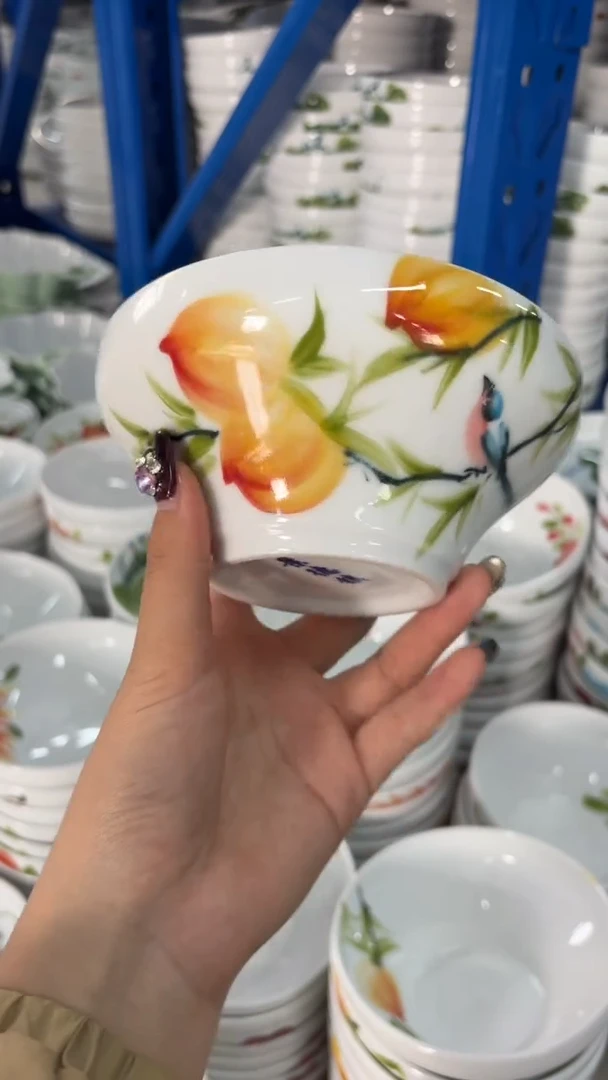 瓷片景德镇高温陶瓷食品级手绘釉中彩-葫芦碗