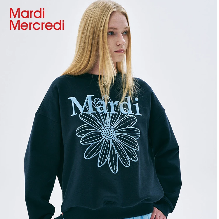 Mardi Mercredi【早秋穿搭】小雏菊刺绣圆领卫衣mardi卫衣洋气