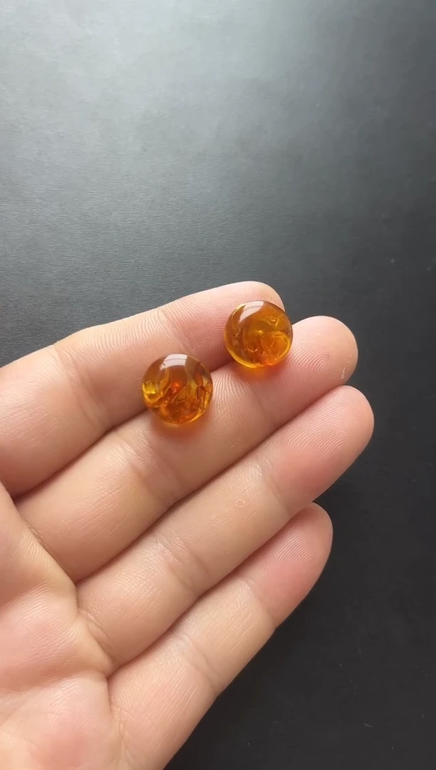 未镶嵌琥珀裸石花珀耳钉