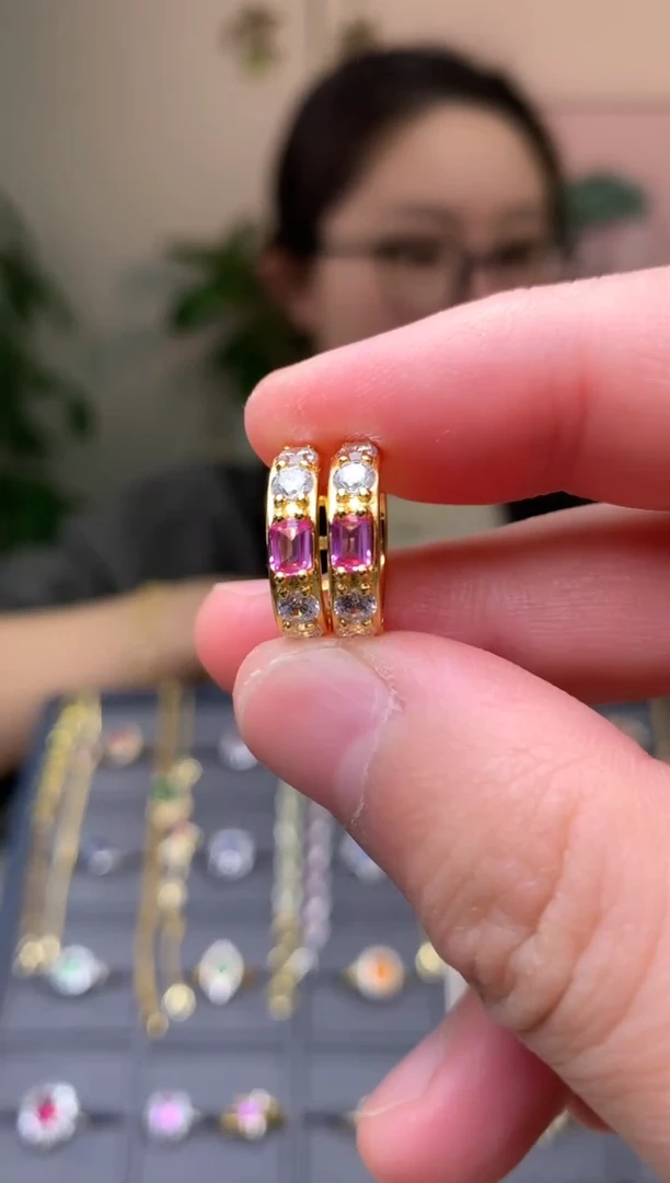 耳饰蓝宝石银S925镶嵌耳饰