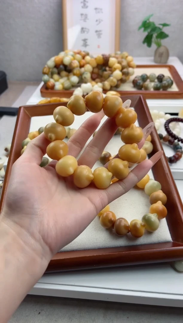 【闪购商品】菩提根/象牙果手串干磨猫猫头21mm瑕疵不补V36