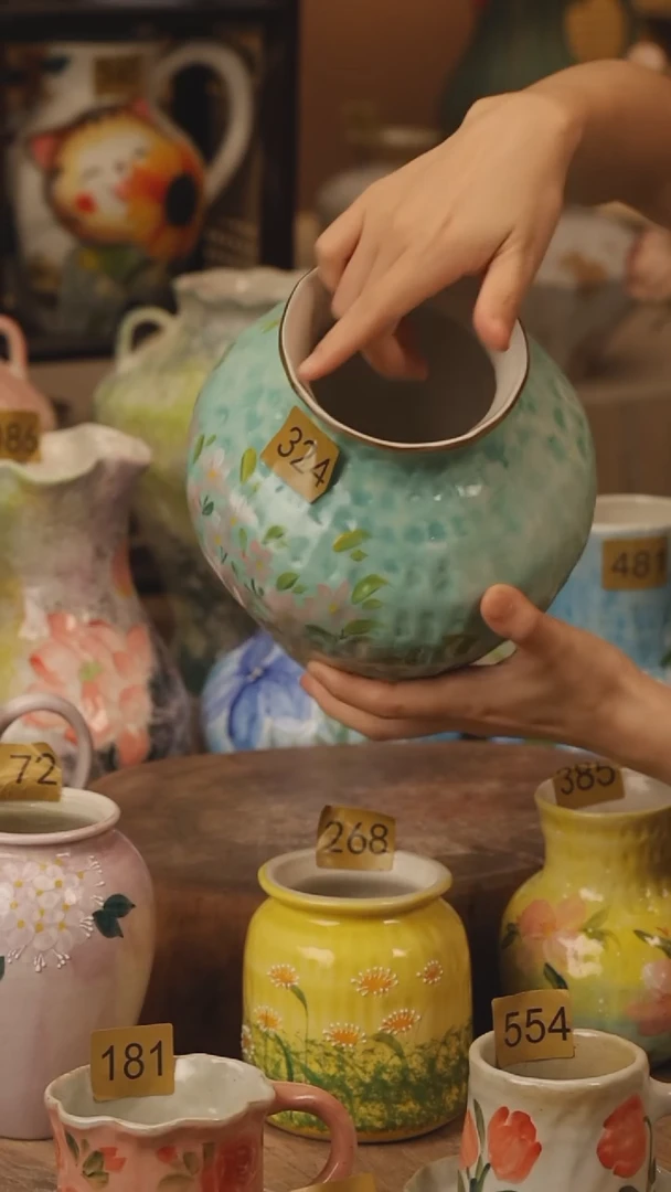 陶瓷324景德镇设计师手作花器摆件侘寂风
