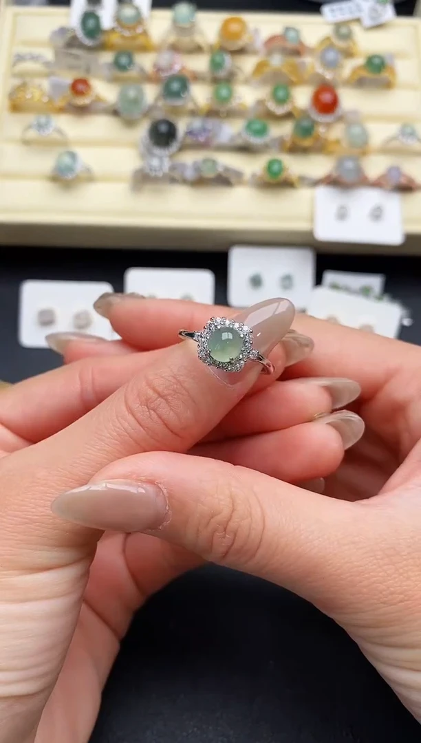 【闪购商品】翡翠戒指银S925镶嵌22222222+2