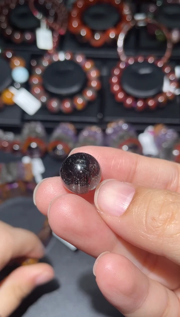 水晶珠宝半成品未镶嵌l****塔发晶13mm