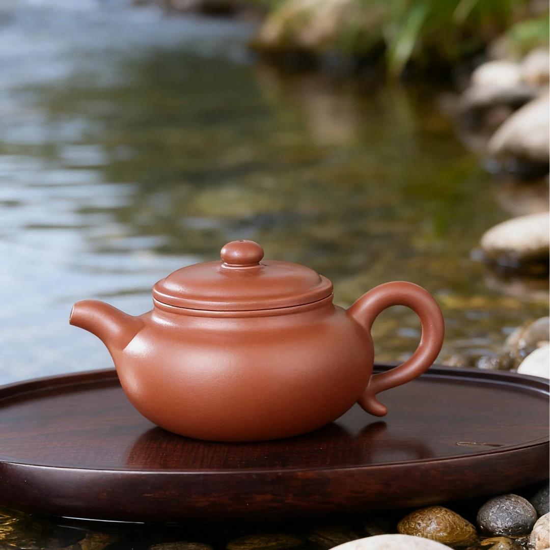 潮州朱泥壶手拉壶特色泡茶壶大口仿古壶120毫升潮汕三杯