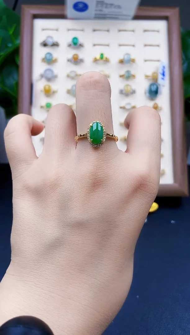 银S925镶嵌戒指翡翠12