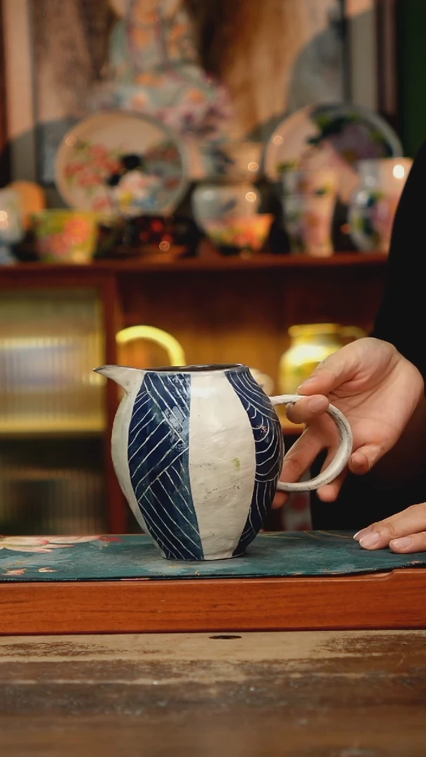 摆件景德镇纯手工釉下彩精品茶具水杯