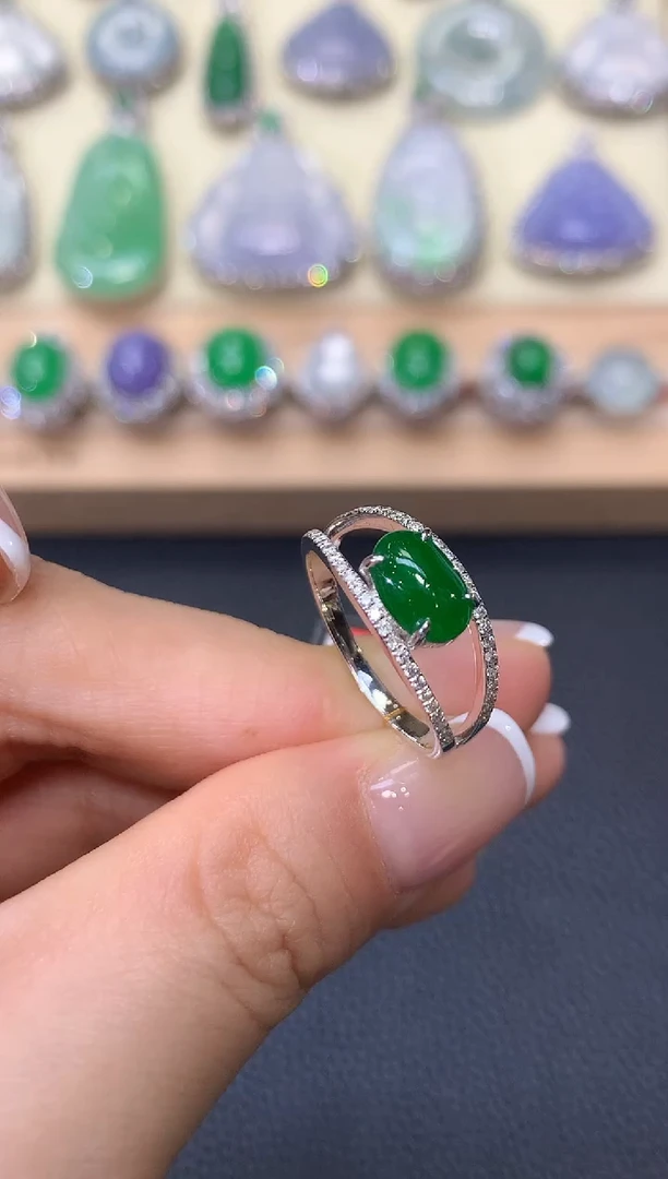 翡翠戒指18K金镶嵌夏日珠宝A65