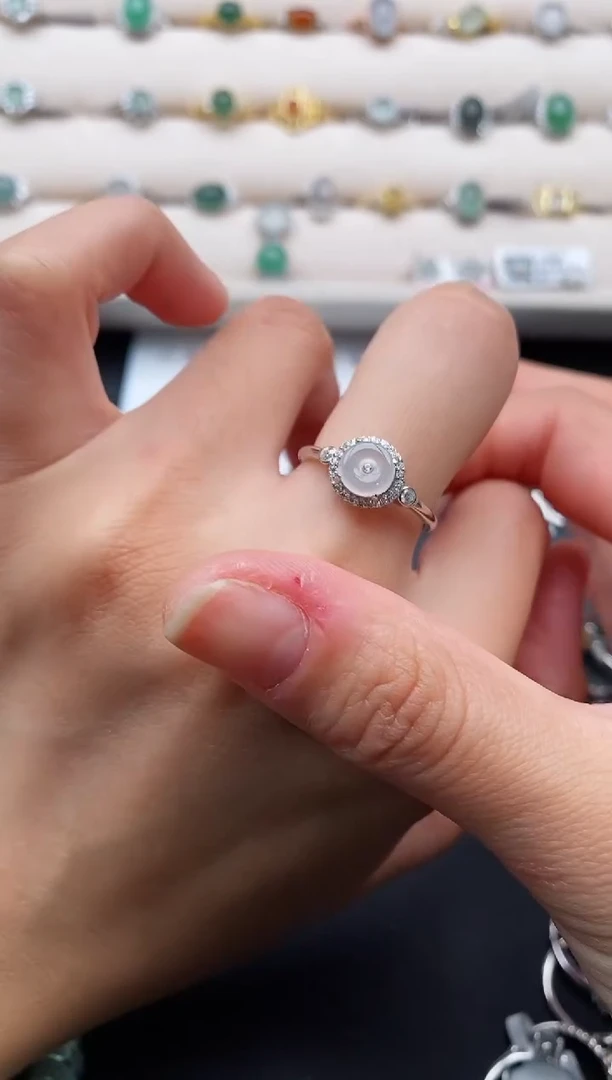 银S925镶嵌戒指翡翠4444444+1