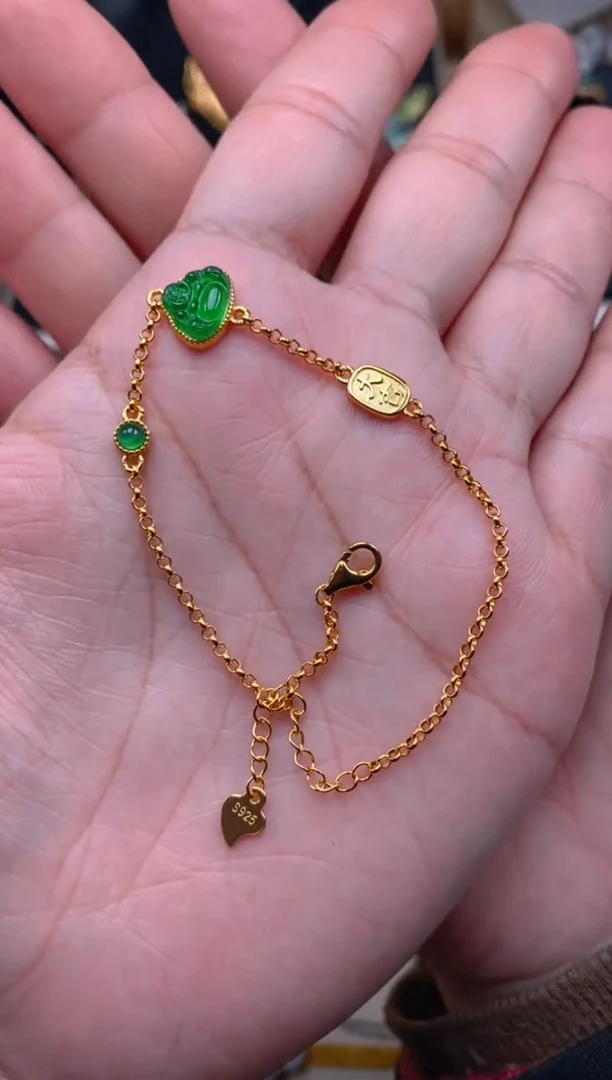 【闪购商品】翡翠手链银S925镶嵌佛公