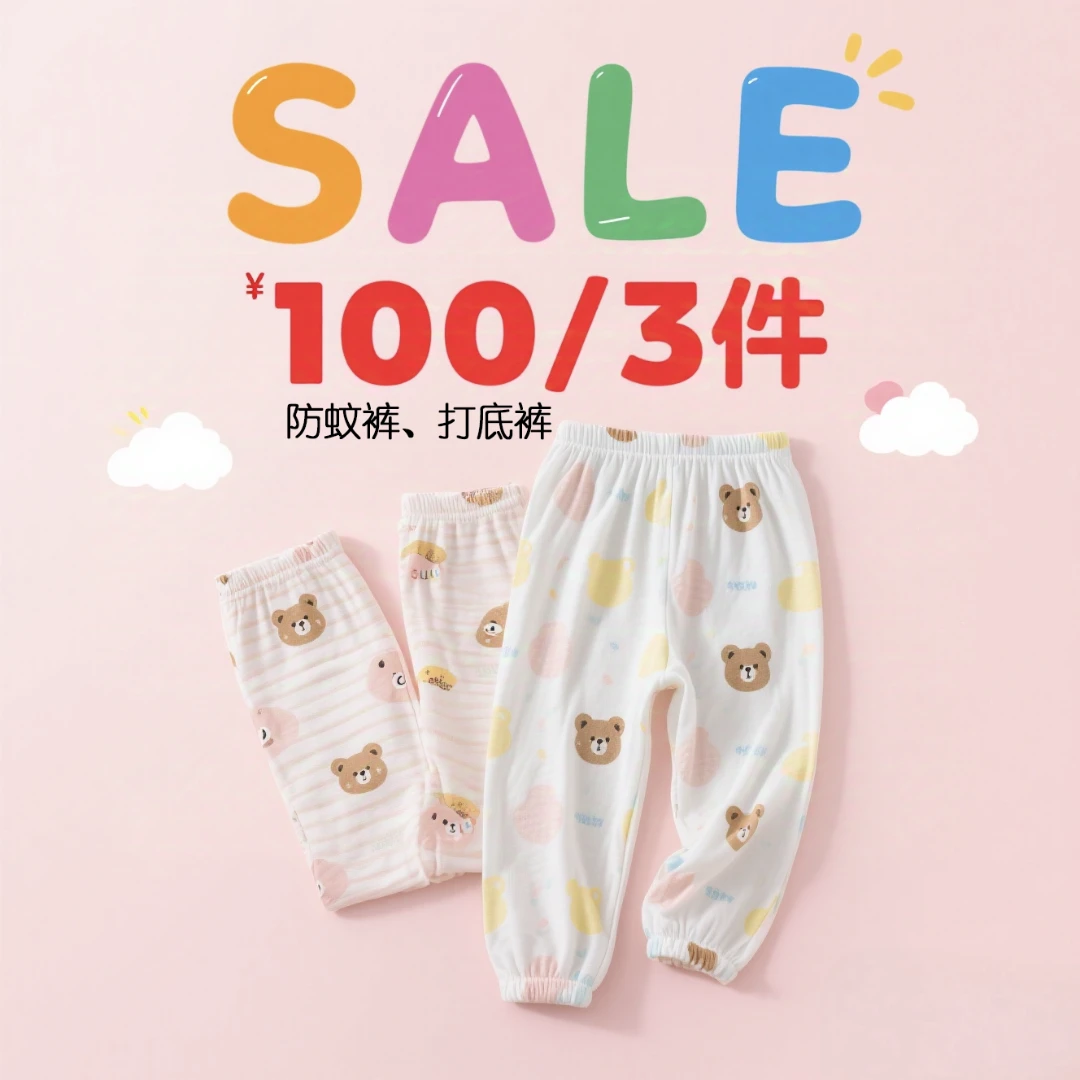 组合特惠【薄款防蚊裤、打底裤】男女宝奈宝儿夏季宝宝婴儿长裤儿童