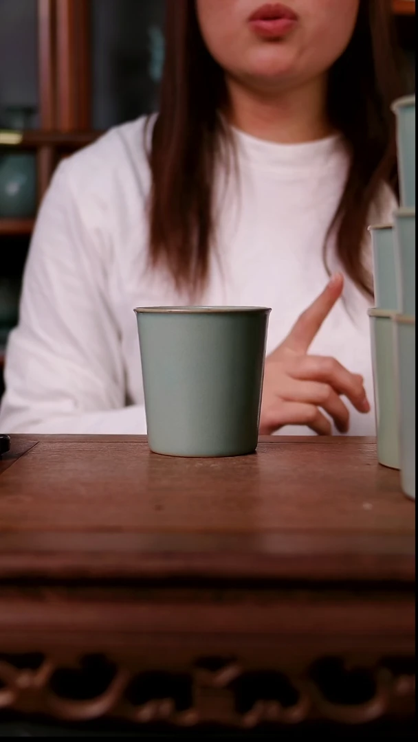 杯子陶青霁汝窑仿古釉   微瑕