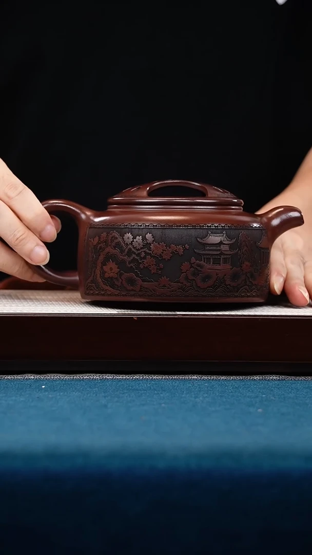 茶壶紫砂石红 牛盖莲子