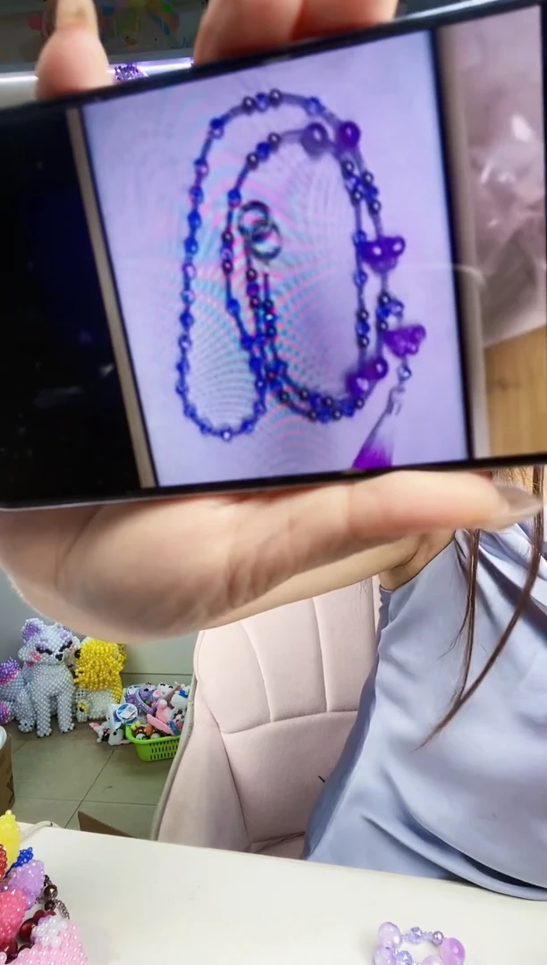 玻璃0194斜跨连材料包1套真紫色带流苏