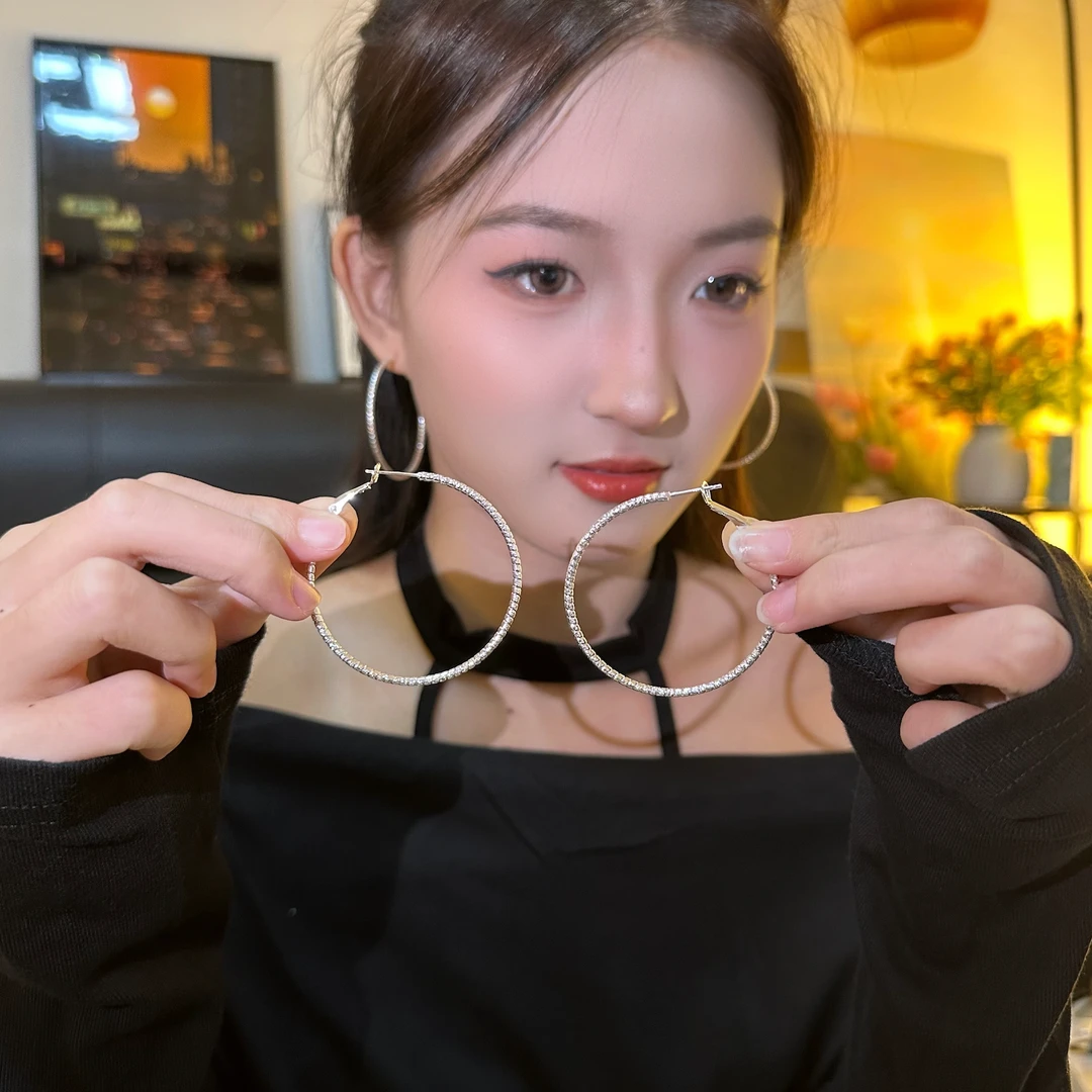 铜合金耳饰 大素圈耳环简约百搭耳扣ins欧美冷淡风圈圈耳饰大耳圈