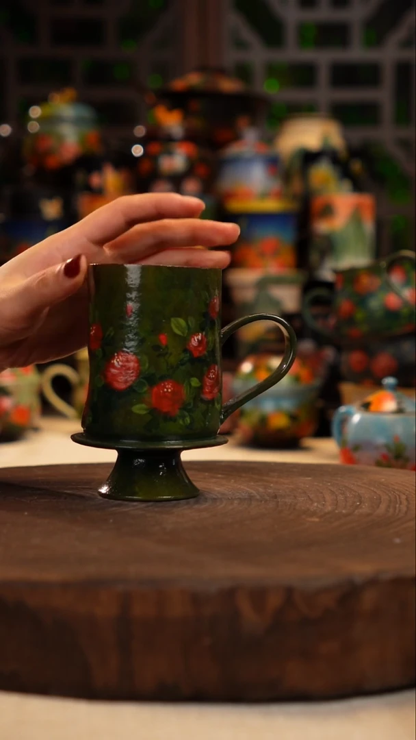 手绘 油画釉下彩   杯子