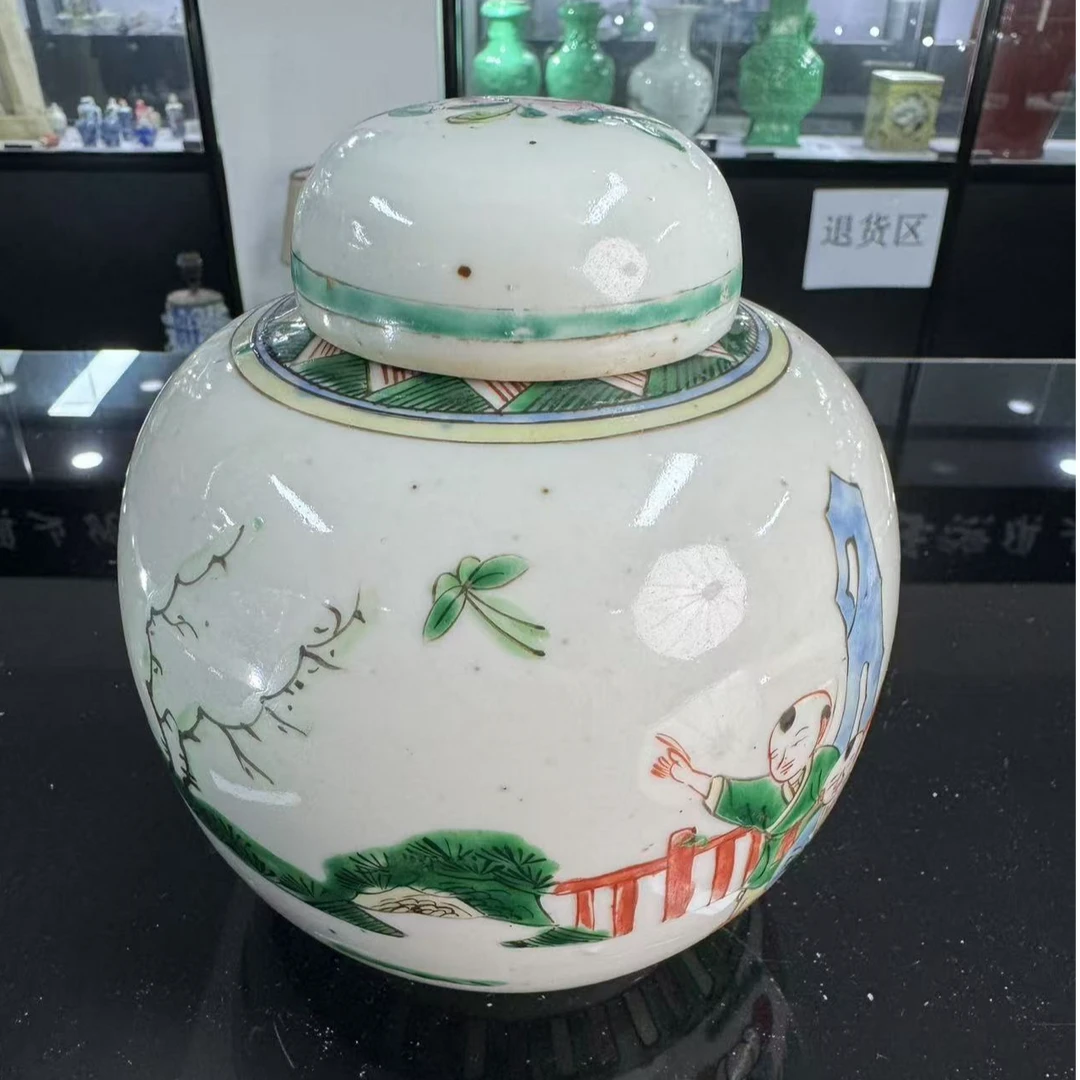 晚清 五彩人物罐YH-0041