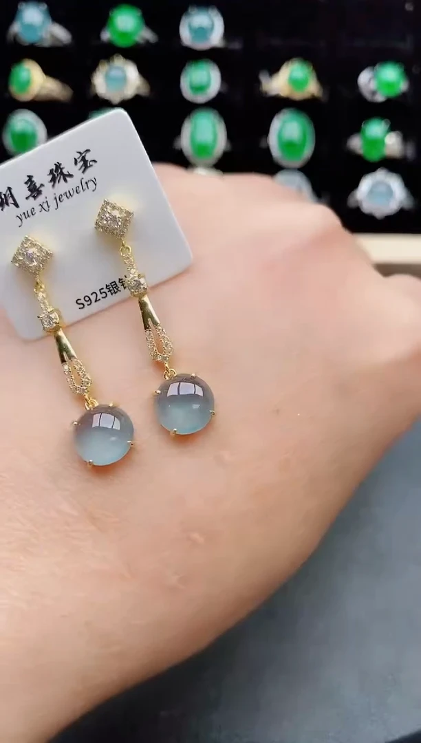 【闪购商品】翡翠耳坠银S925镶嵌1111111