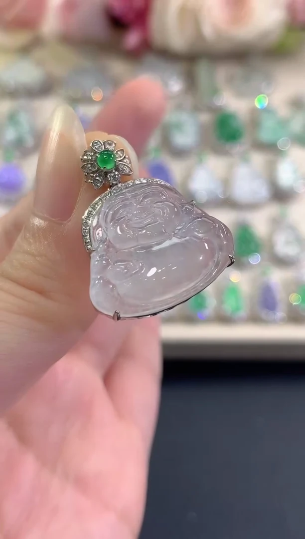 吊坠(不含链)18K金镶嵌翡翠b51