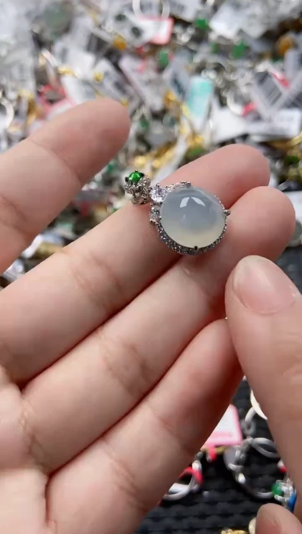 银S925镶嵌戒指翡翠3333----5