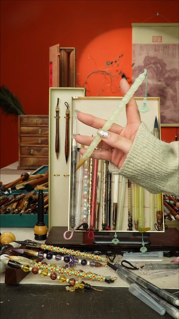 230号闪孤品高货毛笔链接 清水试笔 蘸墨不退