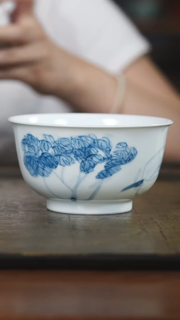 弥云斋青花白茶大碗