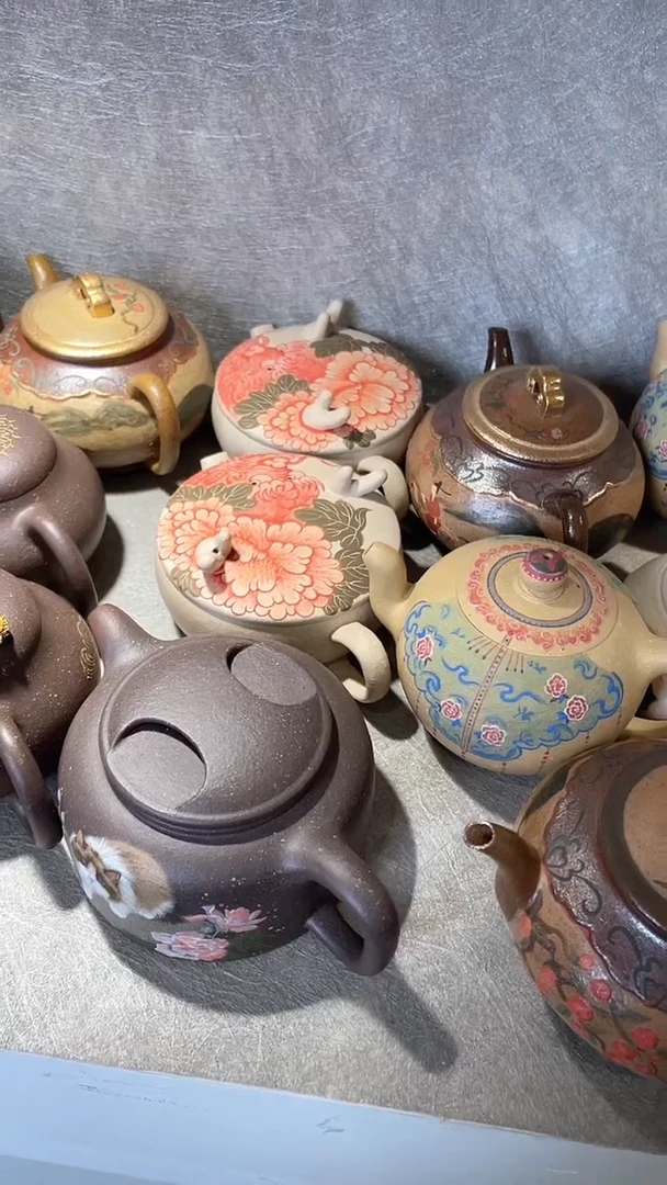 茶壶紫砂聆**醒天青牛盖猫咪壶微瑕