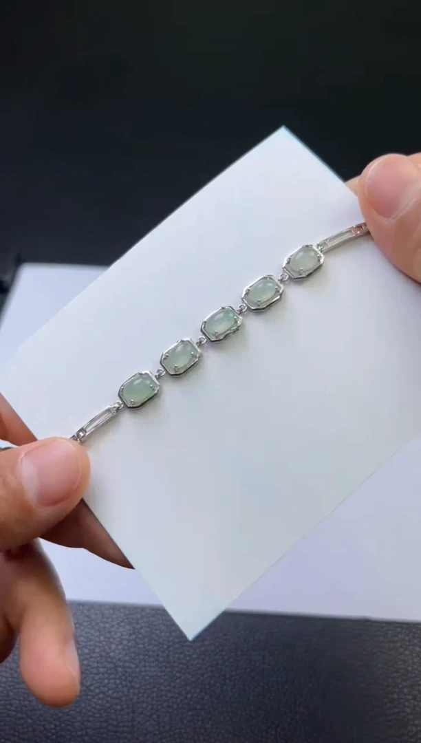 银S925镶嵌手链翡翠冰蛋面手链