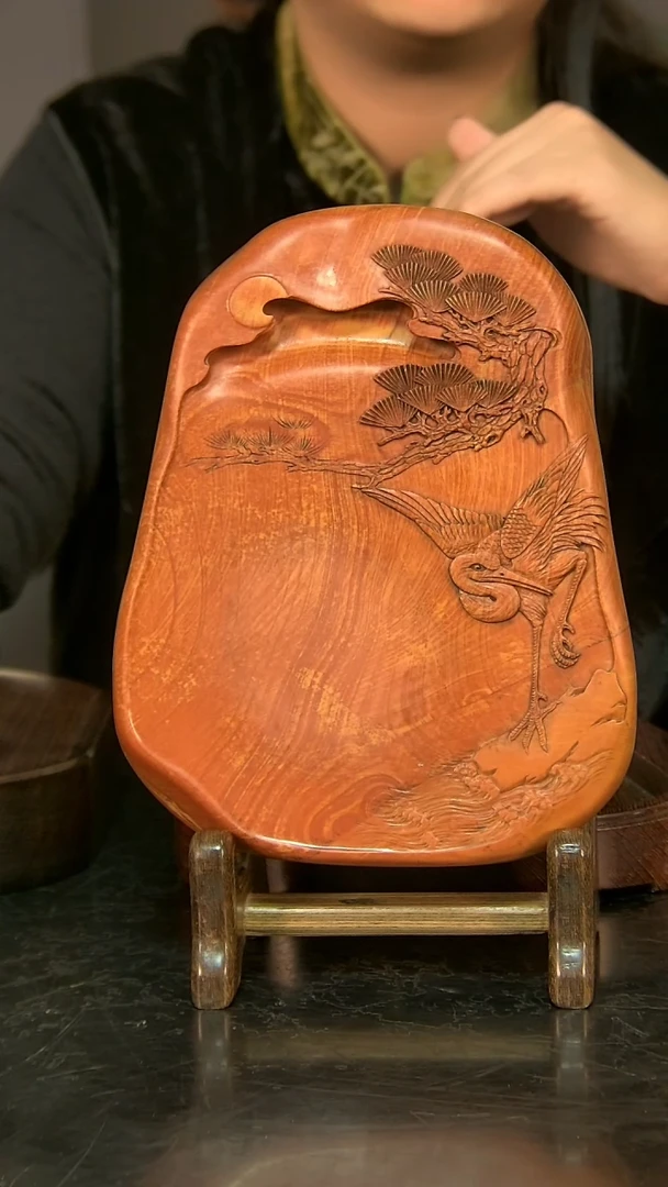 非遗青州黑山老坑精品红丝砚