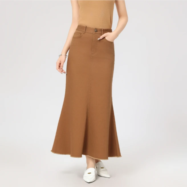 AMASS/阿玛施新款女装休闲牛仔棉鱼尾半身中长裙5200420/5292420