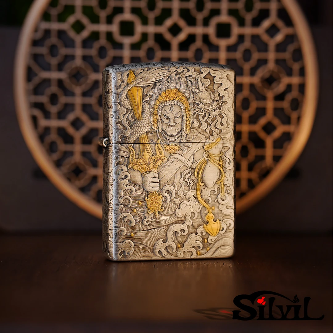 银匠村打火机【大黑天】镀银鎏金单机