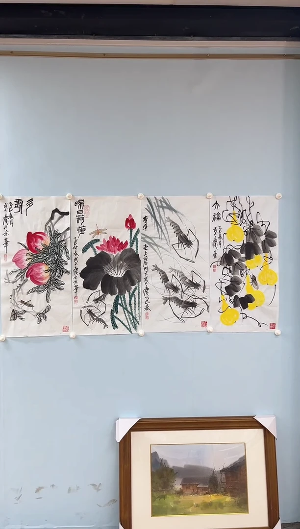 国画武天庆老师四条屏