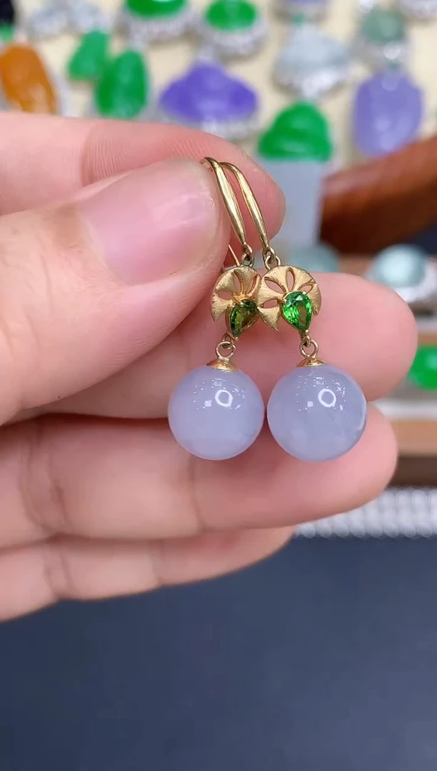 18K金镶嵌翡翠耳饰111-中国好珍宝