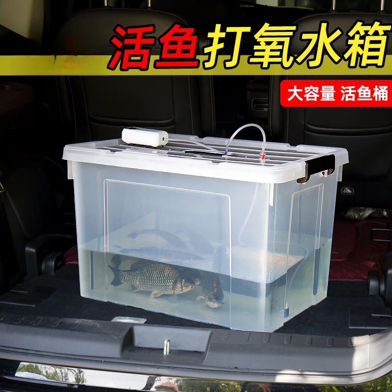 极乐鸟高透明装鱼桶活鱼桶加厚超大容量储水活鱼打氧便捷钓鱼箱