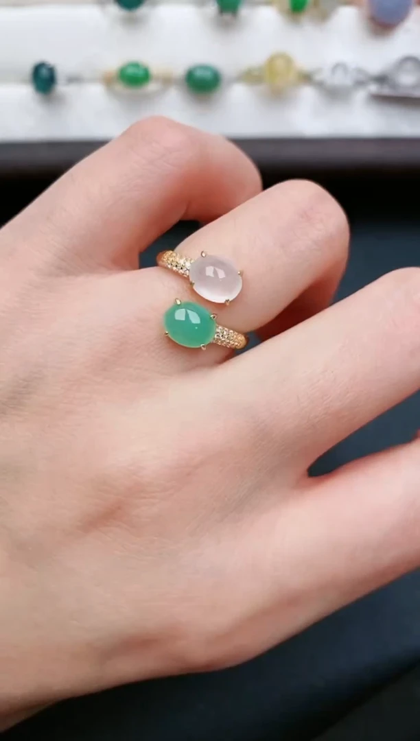 翡翠戒指银S925镶嵌...