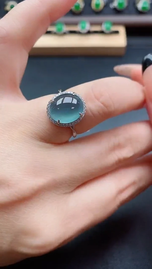 银S925镶嵌戒指翡翠1