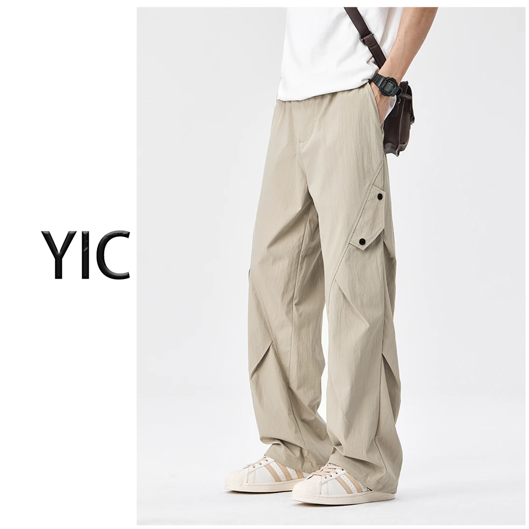 2025夏季薄款休闲裤男士美式冰丝工装裤长裤宽松休闲风嘻哈风男