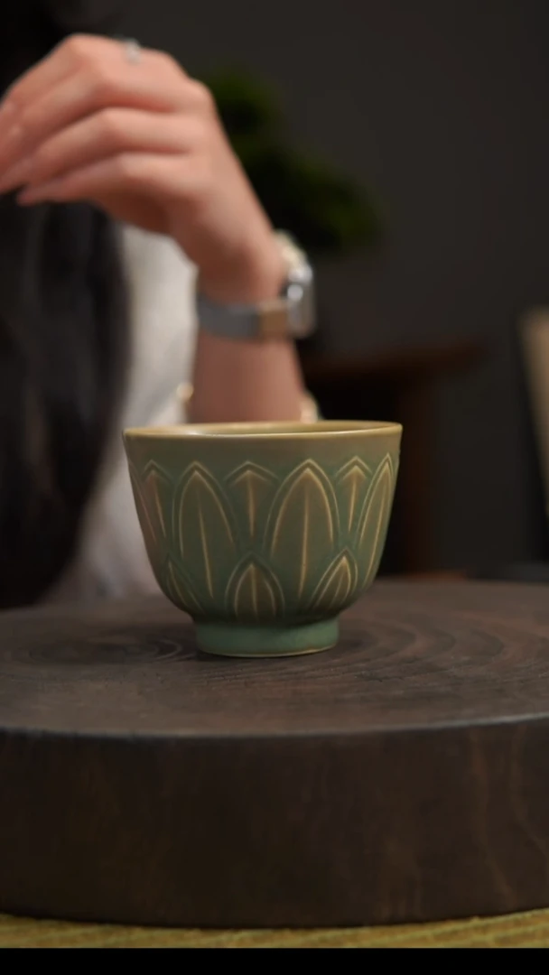 杯子莲花瓣杯 汝州原产地  原矿老釉