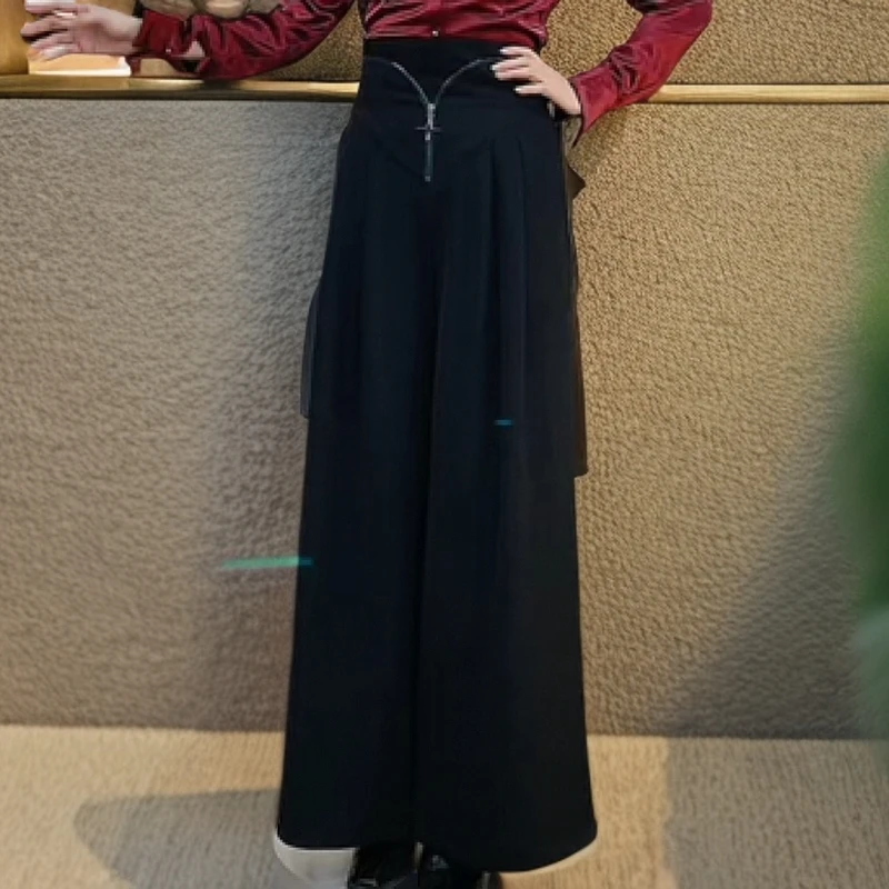 高腰束腰显瘦气质阔腿裤简约时尚百搭长裤女