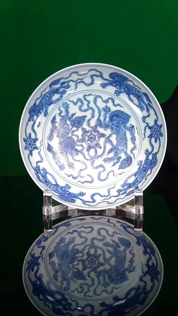 清风瓷来青花狮子壶承