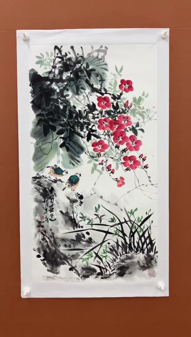 国画李文峰三尺整张花鸟