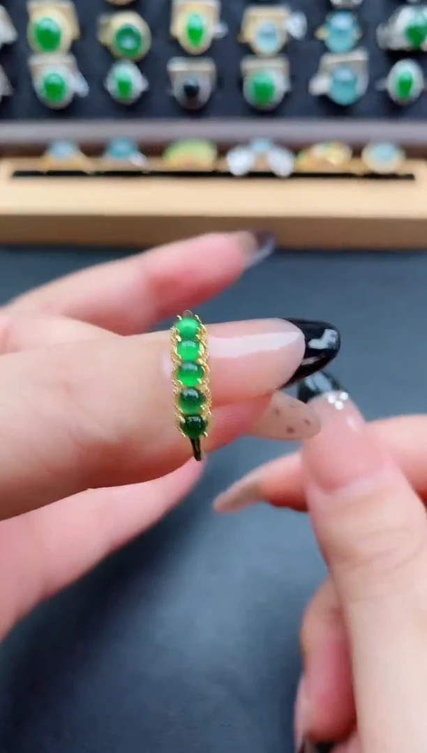 银S925镶嵌戒指翡翠1