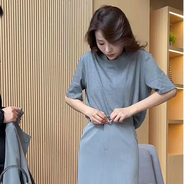 【梦婷家】纯色宽松显瘦短袖T上衣女-2518休闲