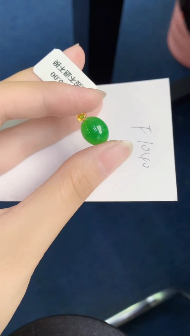 翡翠18K金镶嵌颈饰天然翡翠緬甸A貨